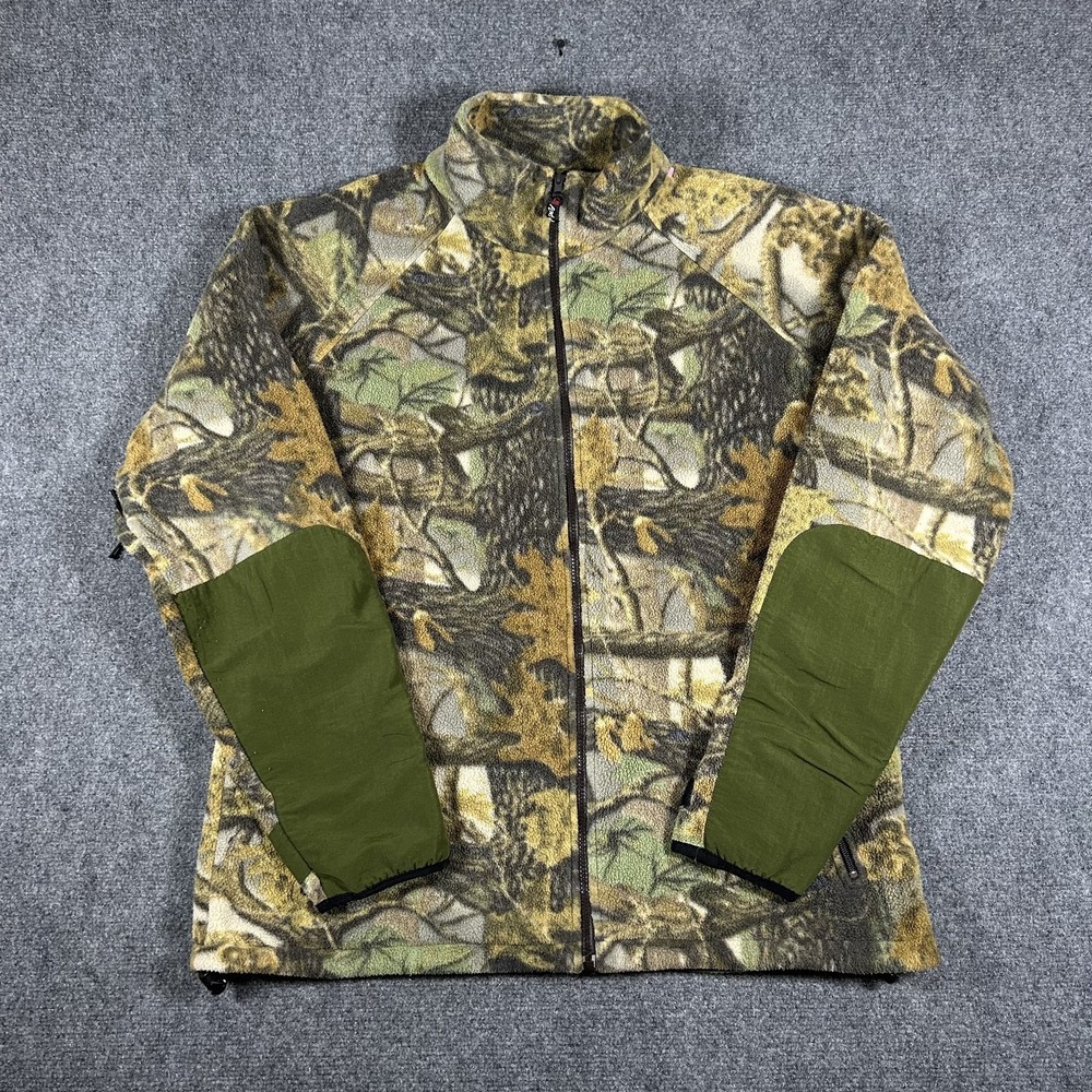 Cabela's Mens XL Real Tree Camo Fleece Full Zip Outdoor Hunting Jacket #2504